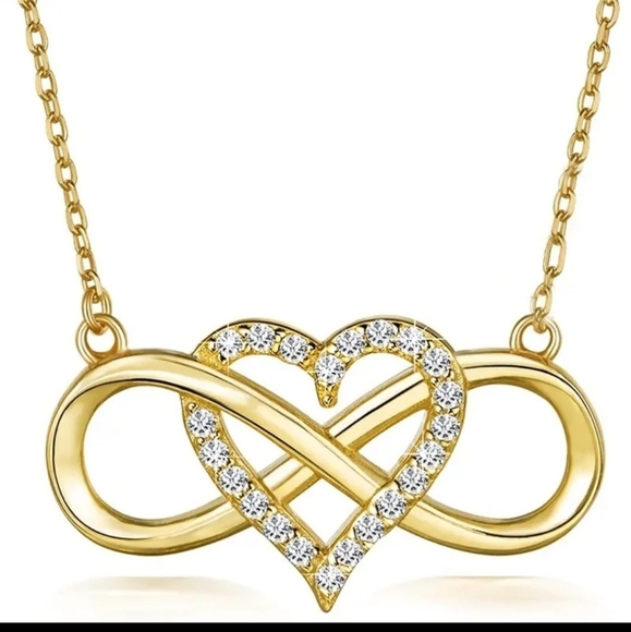 Elegant Infinity Heart Pendant Necklace Gold - Picture 2 of 5